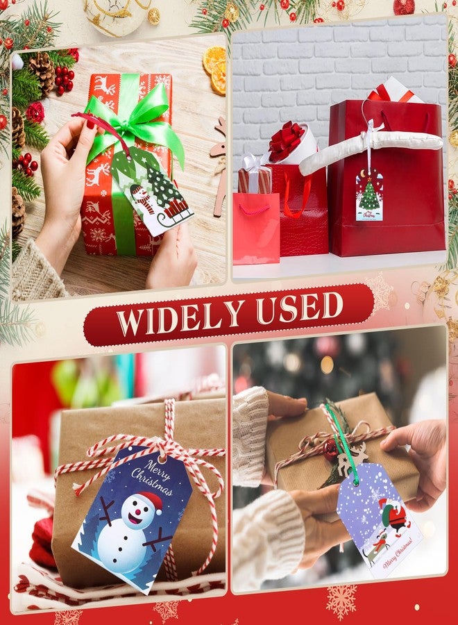 Watersay 160 Pcs Christmas Gift Name Tags with String Xmas Kraft Santa Paper Tags Snowman Elk Deer Printed for Present Wrap Label Package Name Card - Image 4